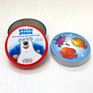 Small round polar bear game with cards that when you match be the first to slap the card.